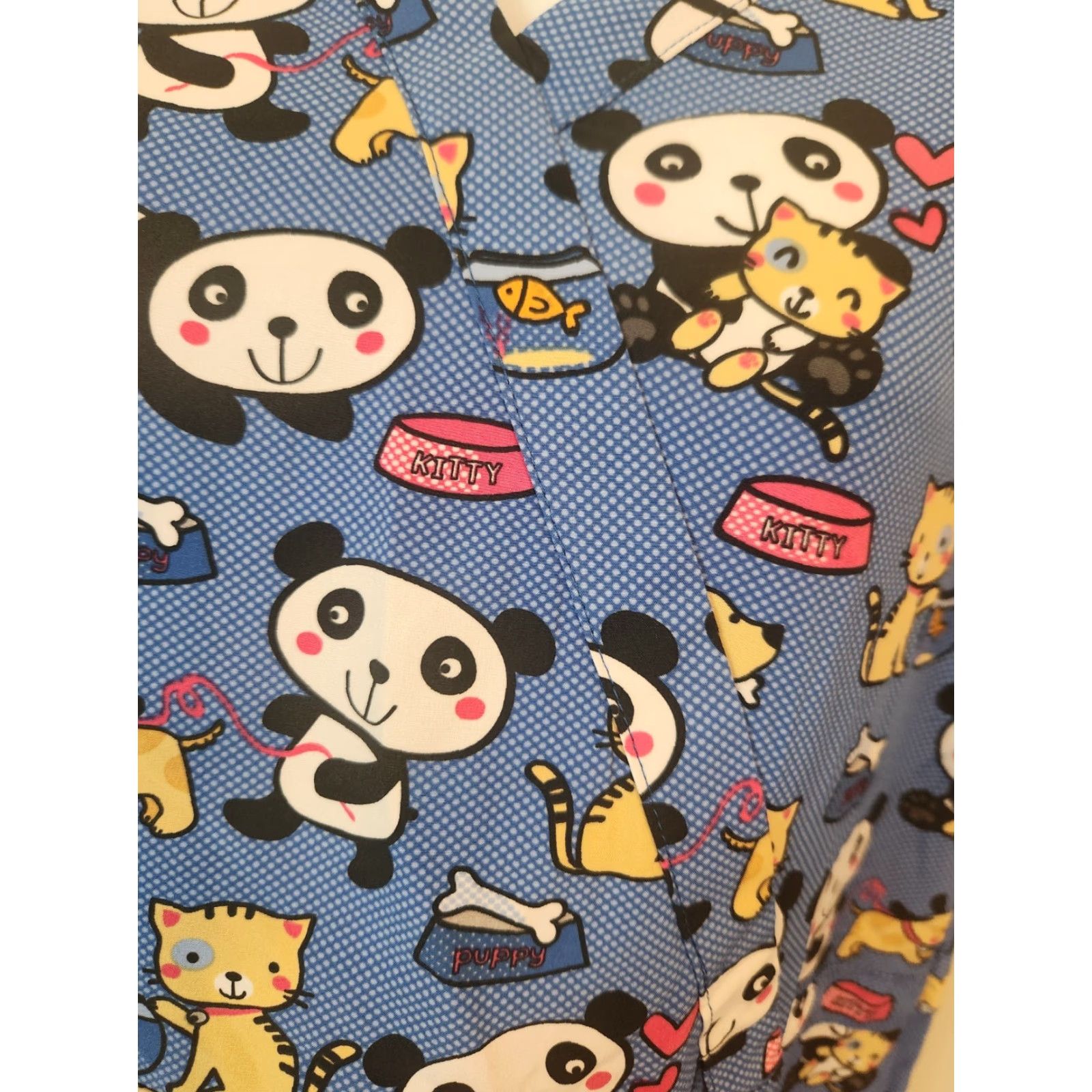 Vintage UA Flex Scrubs Women Short Sleeve Scrub Top Blue Panda Cat Dog M Size M / US 6-8 / IT 42-44 - 2 Thumbnail