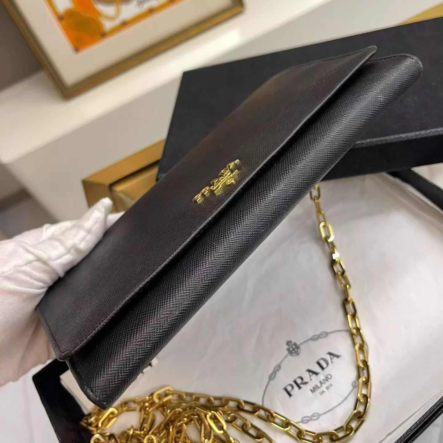 Prada Prada Black Chain WOC Crossbody Calfskin Bag Size ONE SIZE - 5 Thumbnail