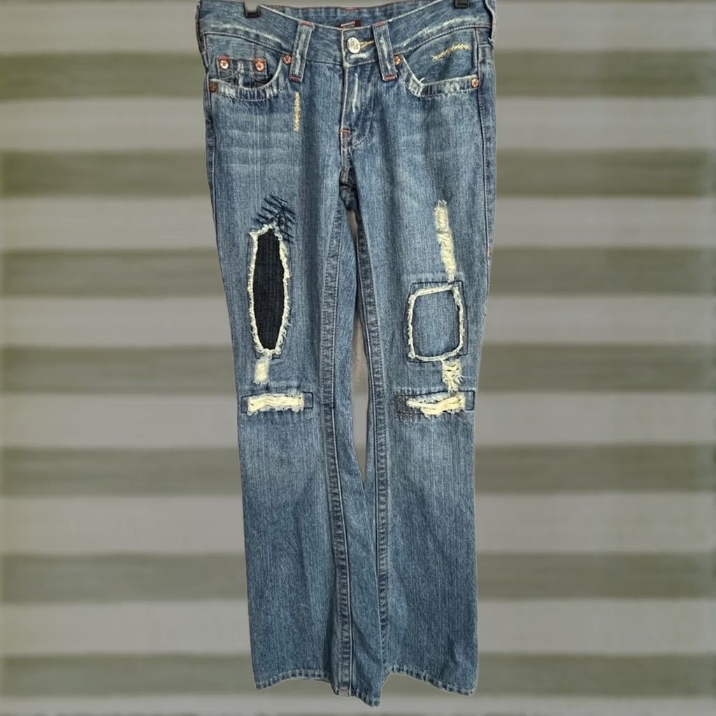 True Religion VINTAGE True Religion Jeans Flared Patchwork Y2k Low 28X32 26 BLUE Women Womens Jeans Flare 90s Size 26" / US 2 / IT 38 - 1 Thumbnail