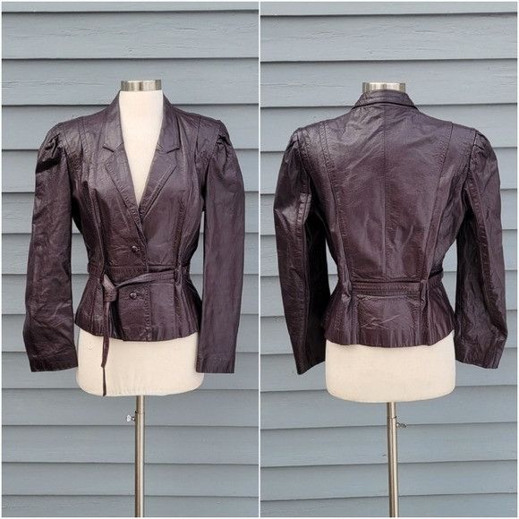 Vintage Vintage 70s Egg Plant Dark Purple Bermans Leather Belted Mid Size M / US 6-8 / IT 42-44 - 1 Thumbnail