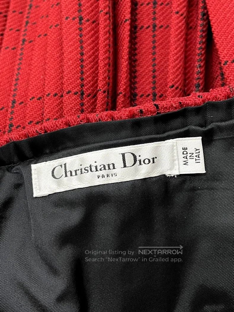 Dior Dior Red wool plaid letter logo pleated skirt Size 26" / US 2 / IT 38 - 5 Thumbnail