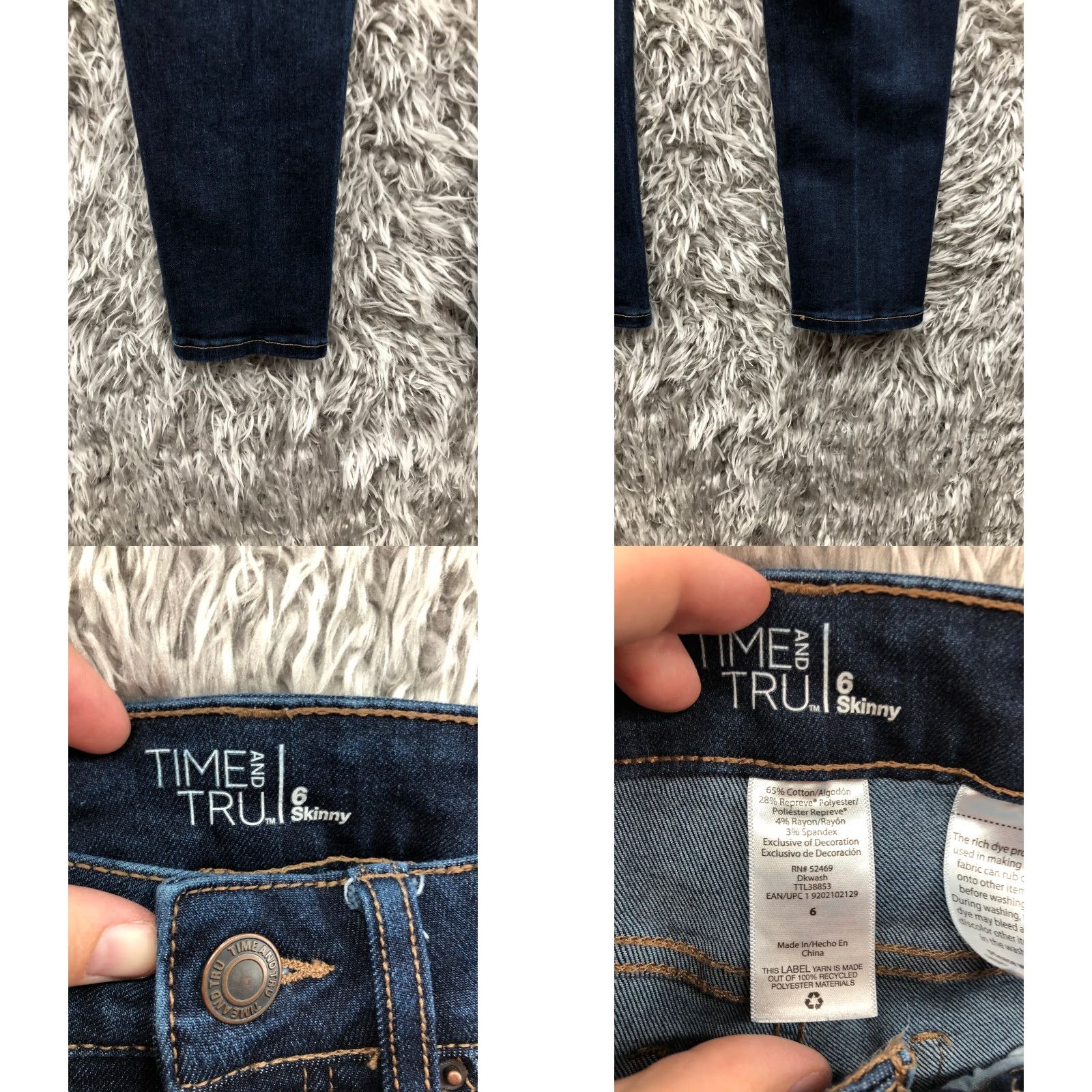 Vintage Time & TRU Skinny Jeans Womens Size 6 Mid Rise Dark Wash Blue Denim Size 28" / US 6 / IT 42 - 8 Thumbnail
