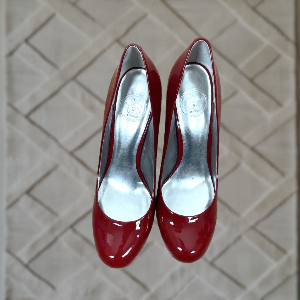 Jessica Simpson Red Patent Leather Pumps, Size 9.5B Shoes, Women's