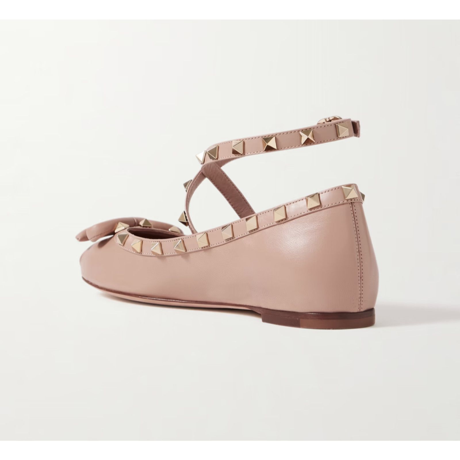 Valentino Valentino Rockstud Nude Leather Stud Ankle Strap Ballerina Size US 10 / IT 40 - 18 Thumbnail