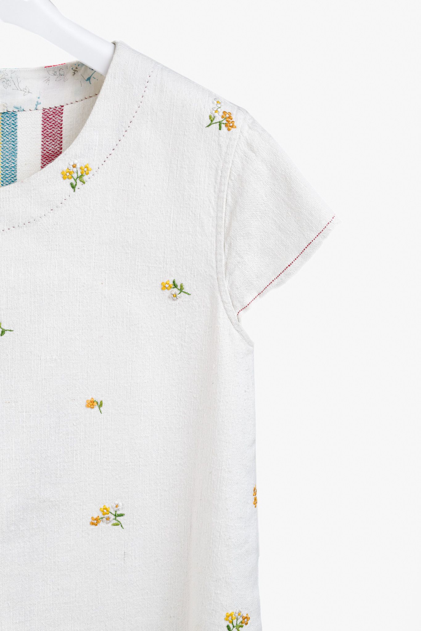 Other Peró Cream Cotton Canvas Floral-Embroidered Drop-Waist Dress Size M / US 6-8 / IT 42-44 - 5 Thumbnail