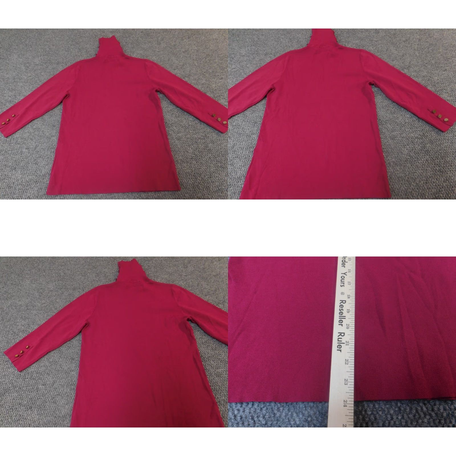 Vintage Dana Buchman Womens Sweater L Purple Pullover Turtleneck Cap Sleeve Long Sleeve Knit Polyester Button Stretch Regular Modern Women's Pullover Size L / US 10 / IT 46 - 8 Thumbnail