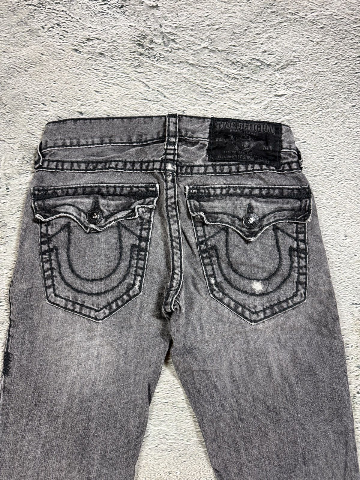 True Religion True Religion jeans grey black thick stitching Billy bootcut Size US 29 - 2 Thumbnail