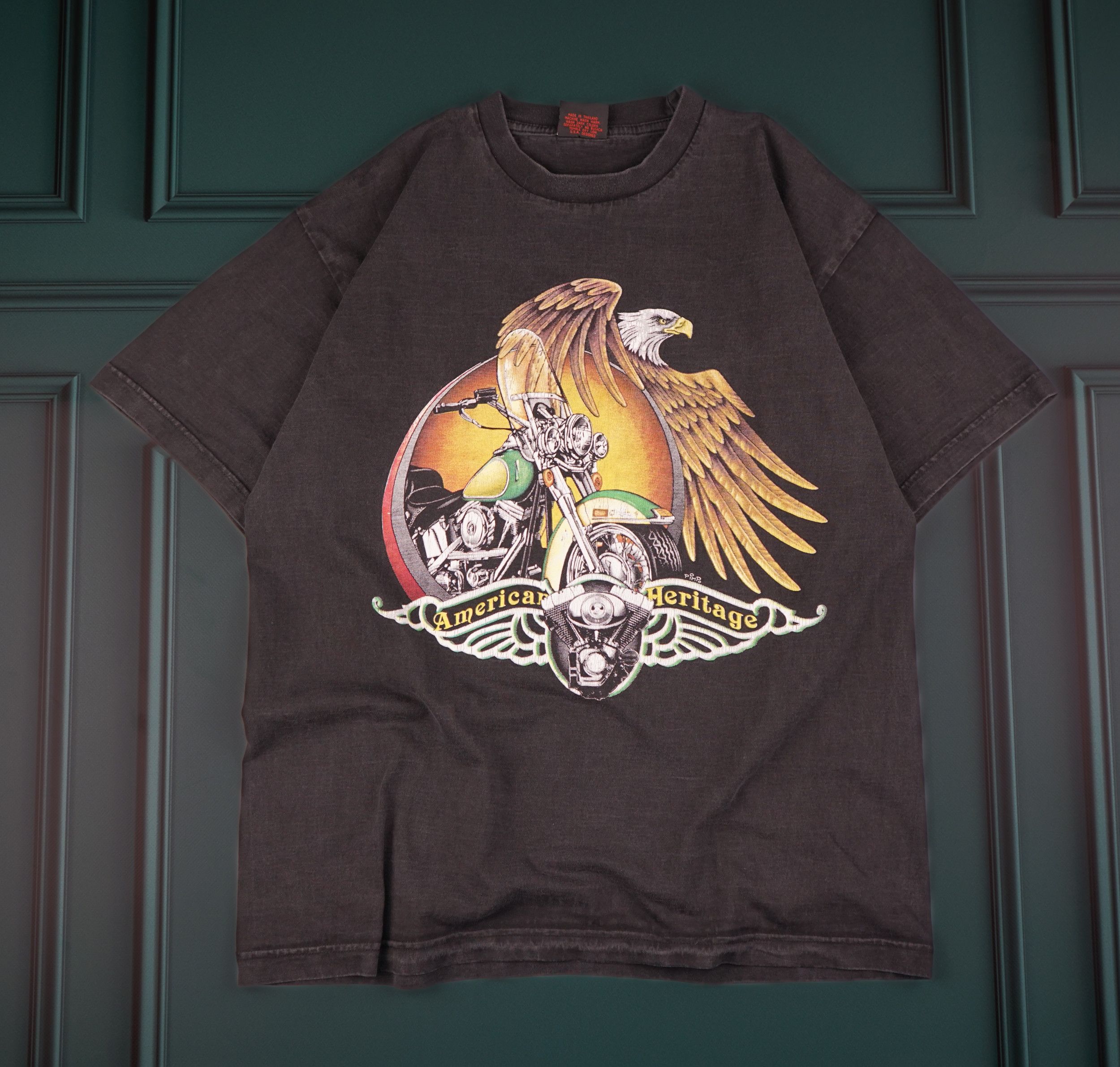 Harley Davidson × Vintage × West Coast Choppers Vintage 1990s Thunder Motorcycles T-Shirt American Heritage Size US L / EU 52-54 / 3 - 1 Thumbnail