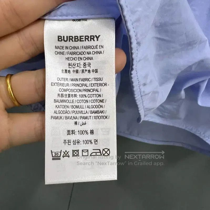 Burberry Burberry Blue Cotton Logo Long Sleeve Shirt. Size M / US 6-8 / IT 42-44 - 4 Thumbnail