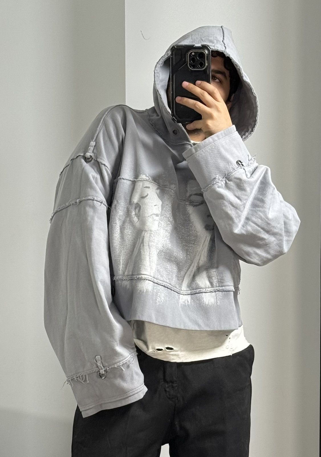 SHINE LUXURY RARE “MARTYR LOREM” Cropped Bondage Hoodie - Light Lavander Size US L / EU 52-54 / 3 - 2 Thumbnail