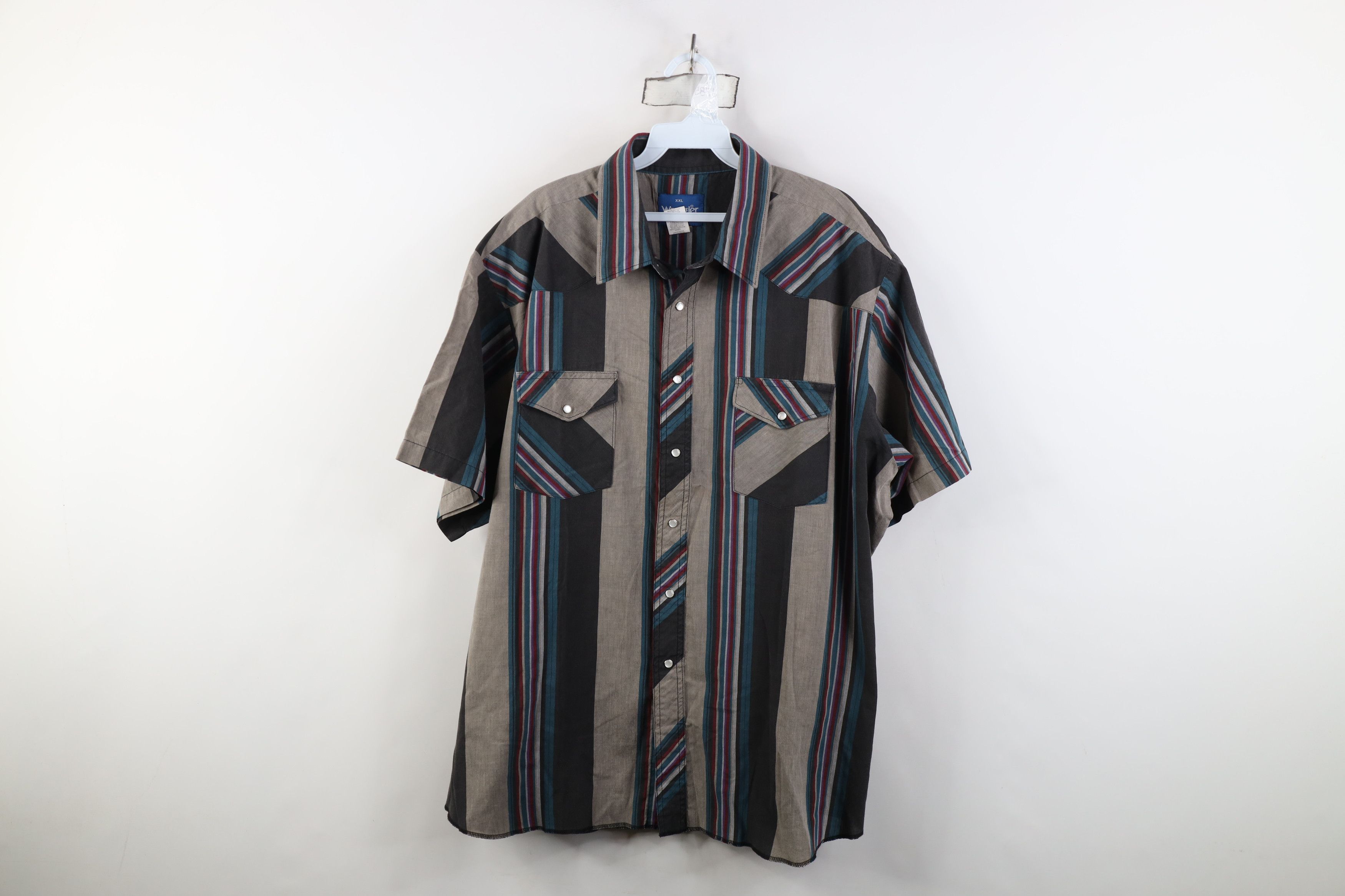 Vintage 90s Wrangler Color Block Cowboy Western Button Shirt