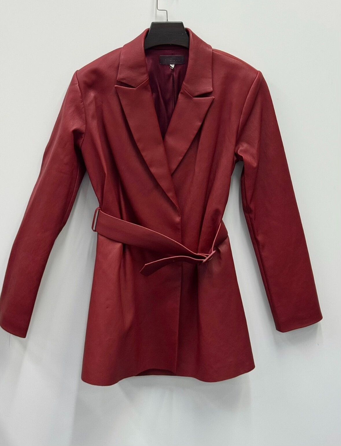Pierre Balmain Burgundy Leather Suit Jacket for Women Size XS / US 0-2 / IT 36-38 - 1 Thumbnail