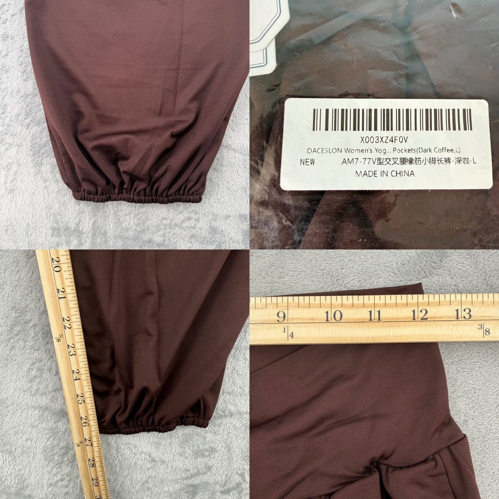 Vintage Daceslon Womens Yoga Joggers Dark Coffee Brown Crossover Waist Pockets Size L Size 42" / US 20 - 8 Thumbnail