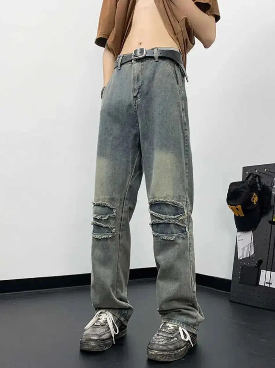 Japanese Brand Straight and loose washed distressed jeans Size US 30 / EU 46 - 3 Thumbnail