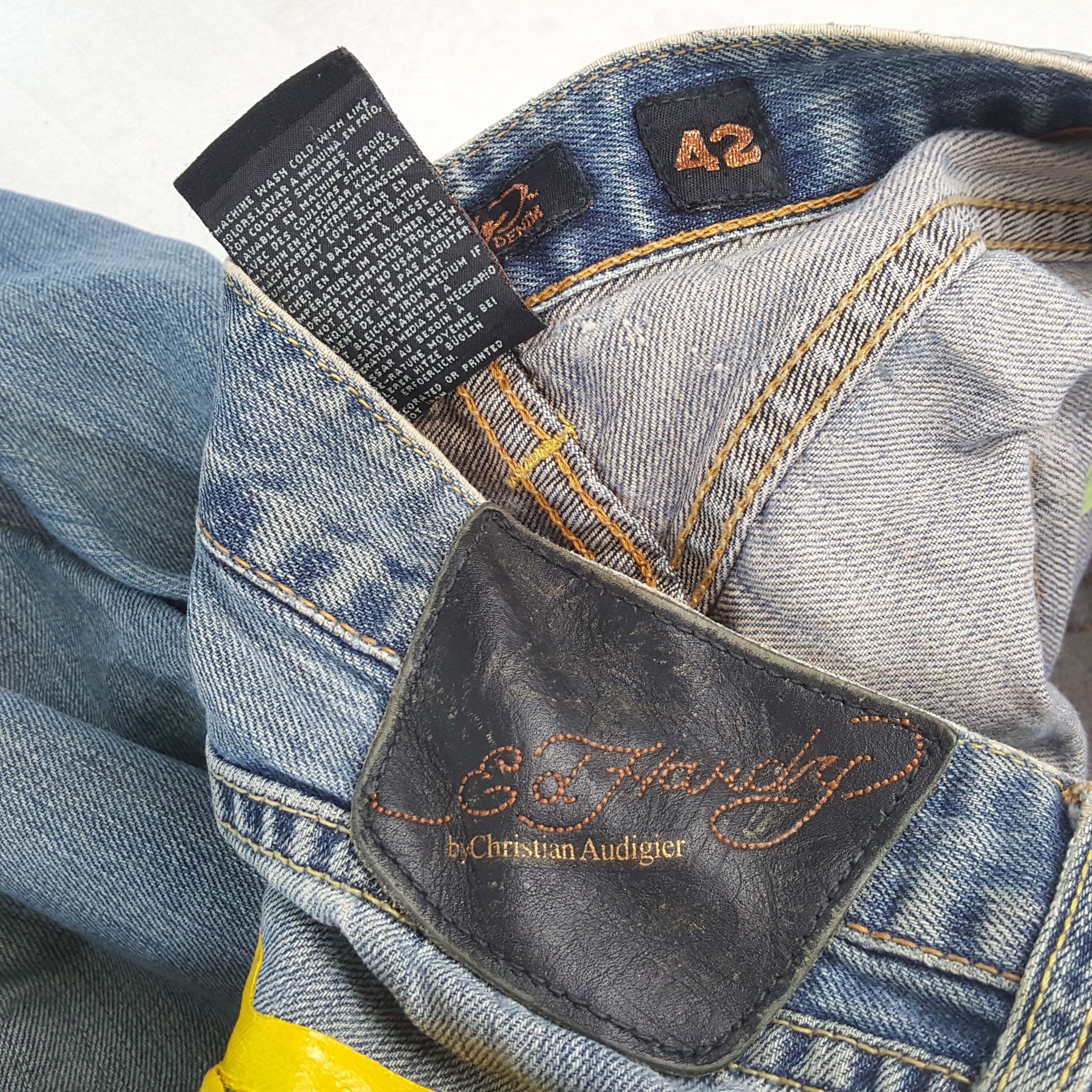 Christian Audigier × Ed Hardy × Vintage ED HARDY Fashion Designer Brand Streetwear Custom Art Jeans Size US 41 - 14 Thumbnail