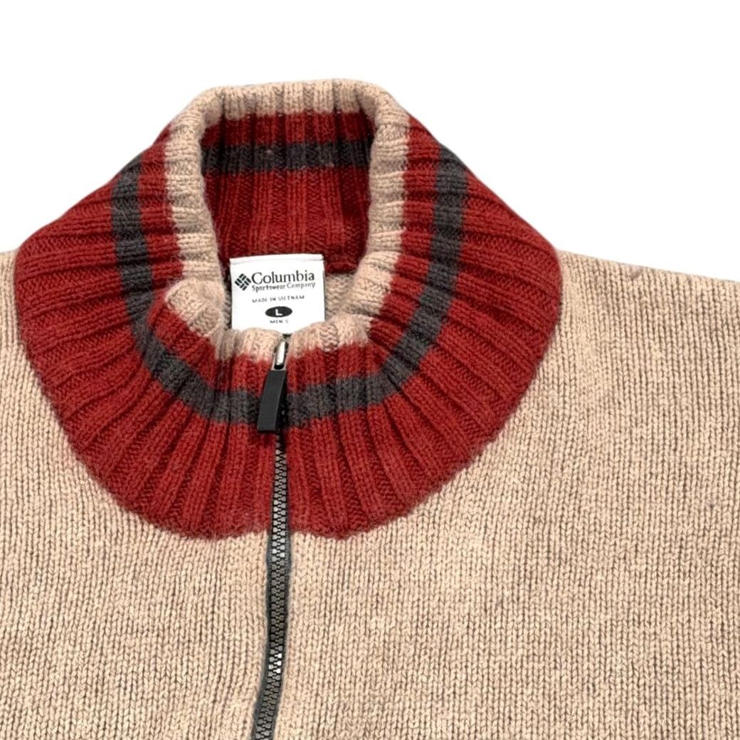 Vintage Columbia Sweater Adult LARGE Gray Brown Burnt Orange Wool Blend Quarter Zip Size US L / EU 52-54 / 3 - 3 Thumbnail