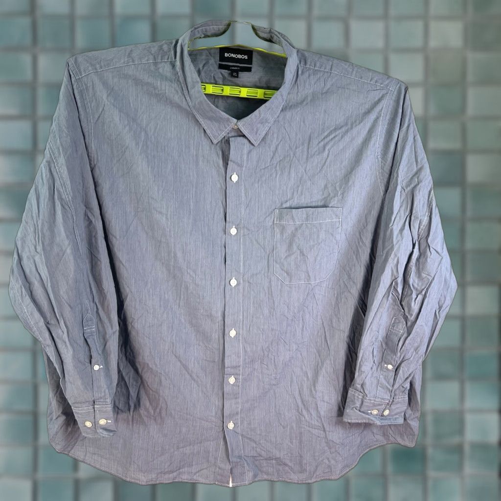Bonobos VINTAGE Bonobos Men's Button-Up Shirt Blue Stripe Long Sleeve 4XL Casual Business Workwear Size US XXL / EU 58 / 5 - 1 Thumbnail