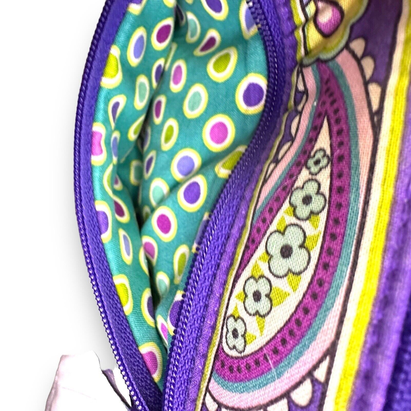Vera Bradley Vera Bradley Purple Teal Paisley Crossbody Bag Storage EUC Size ONE SIZE - 11 Thumbnail