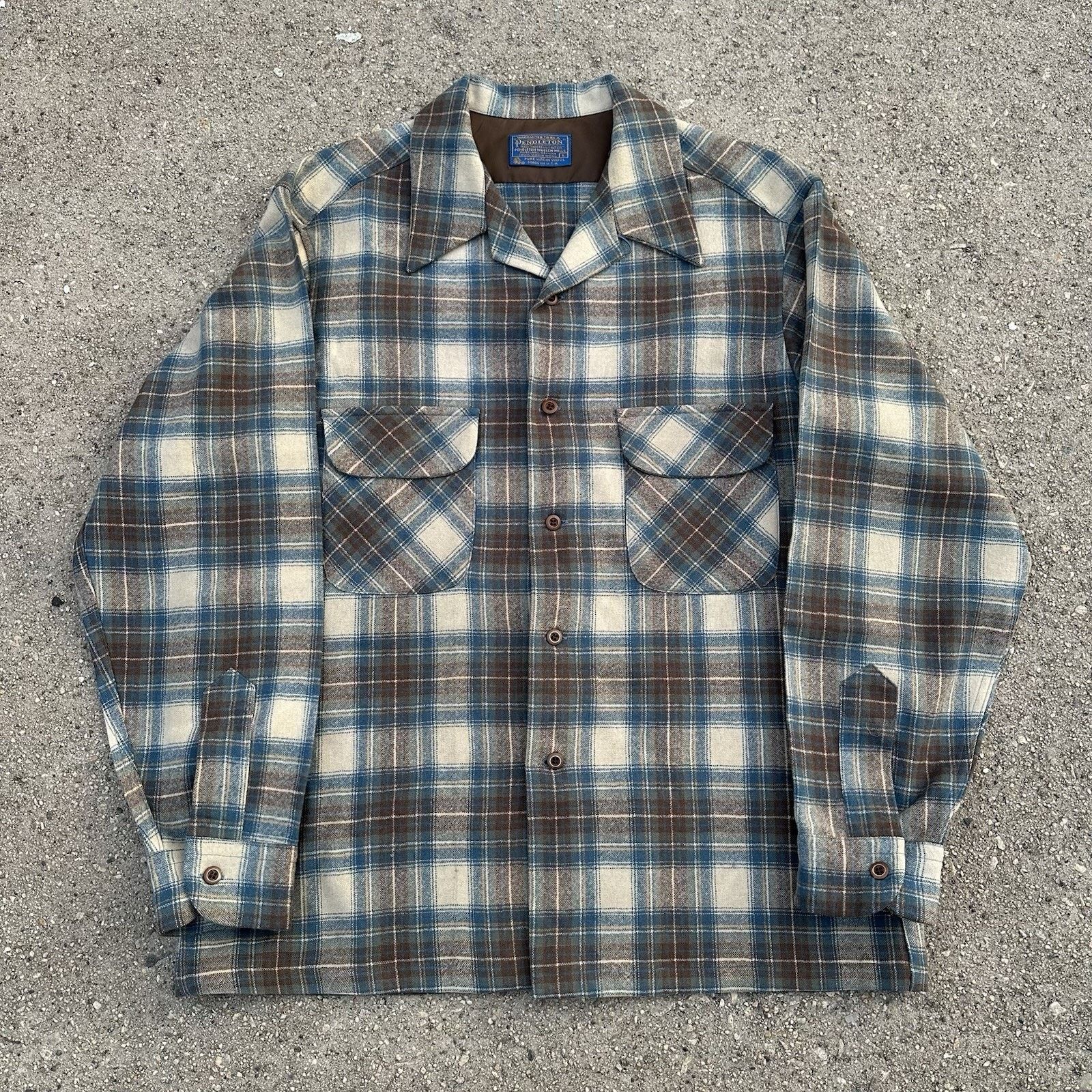 Flannel × Pendleton × Vintage Vintage Pendleton Plaid Wool Board Shirt Loop Collar Size US L / EU 52-54 / 3 - 1 Thumbnail