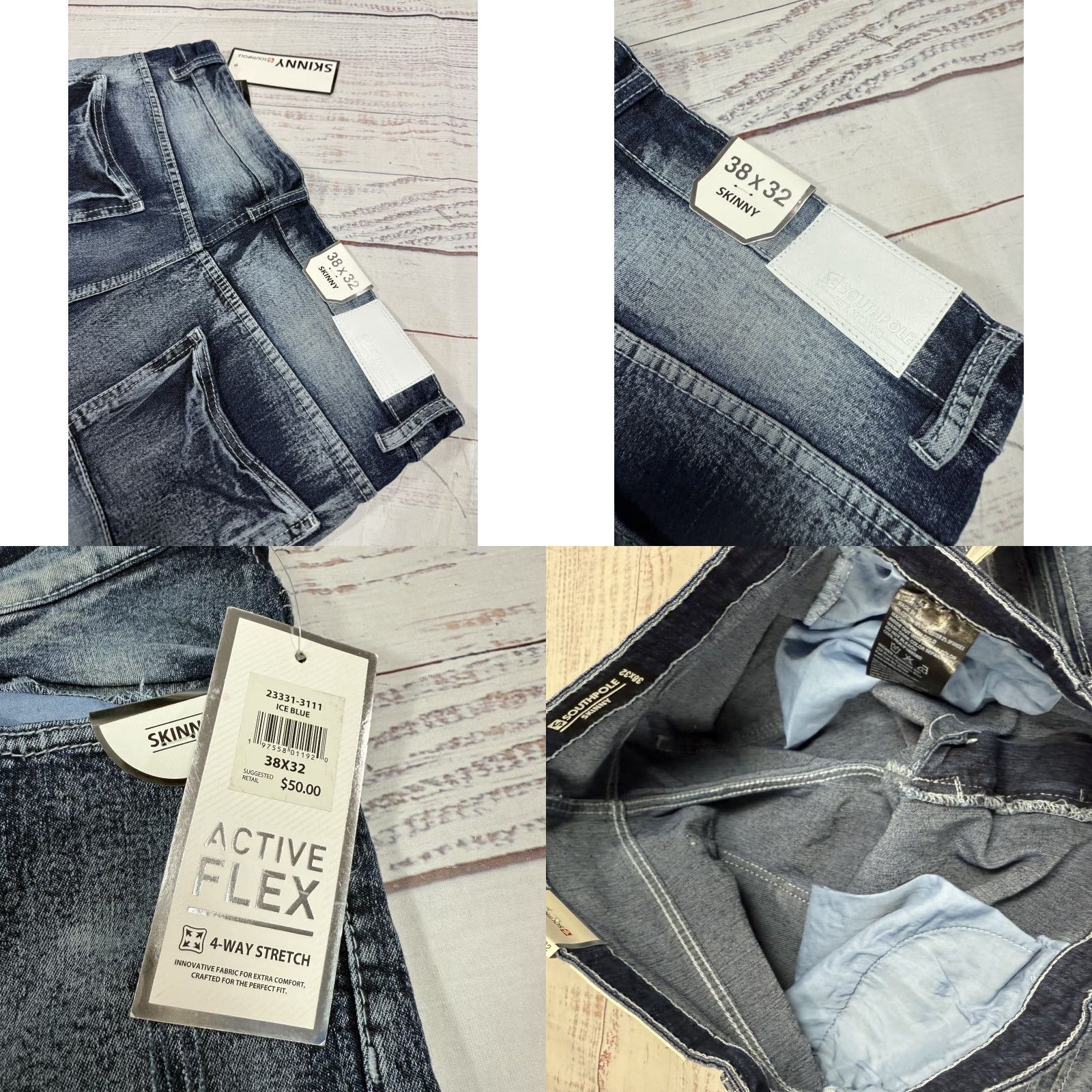 Southpole Southpole Skinny Blue Jeans Men's Sz 38 4 Way Stretch Active Flex New Blue Cotton Polyester Jeans Mens 38 Skinny Stretch Size US 38 / EU 54 - 8 Thumbnail