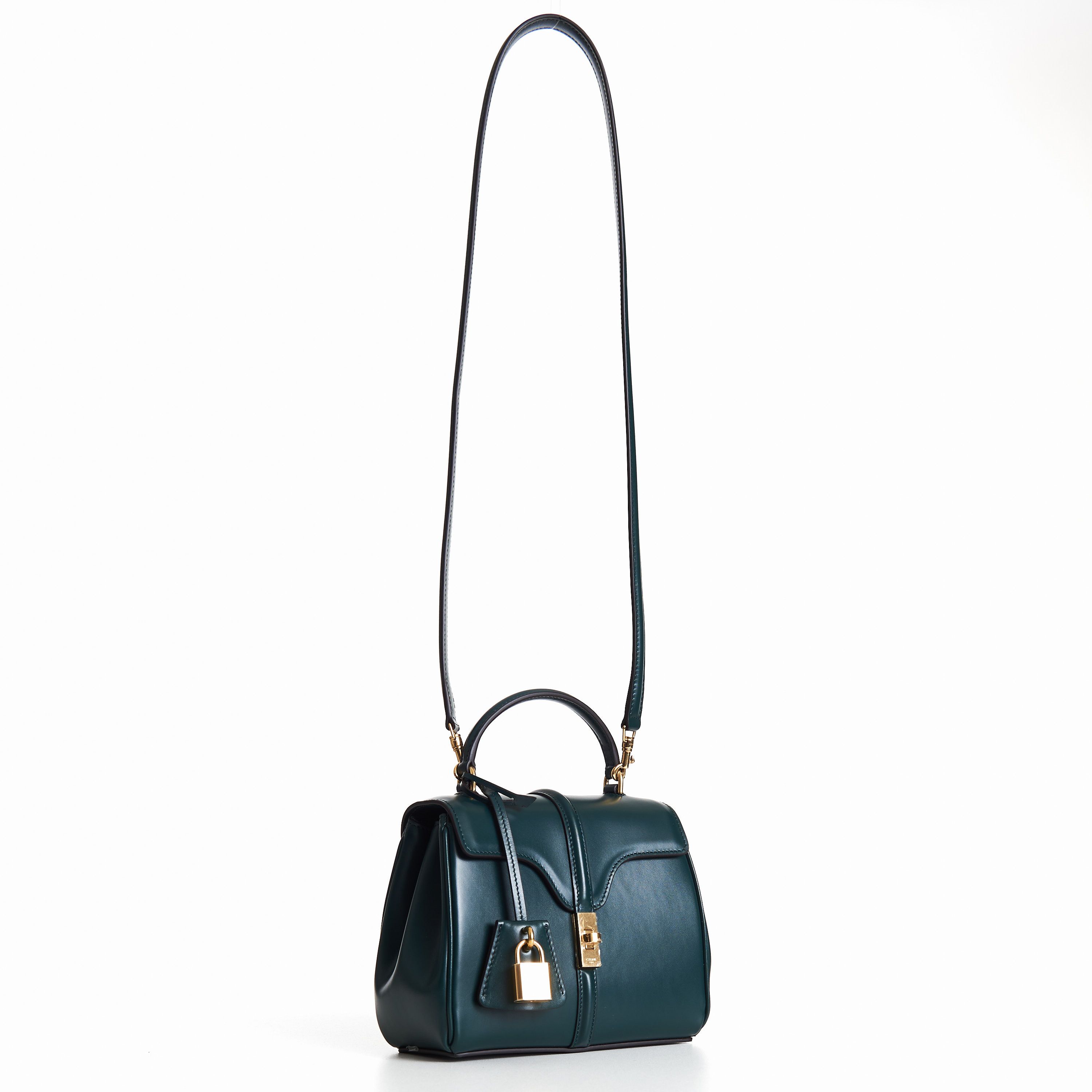 Celine Mini 16 In Amazone Green Satinated Calfskin Size ONE SIZE - 12 Thumbnail