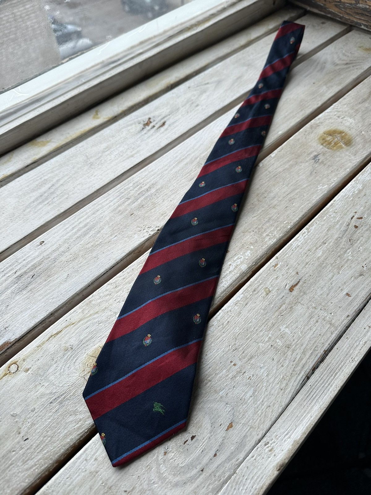 Burberry × Vintage 🚨Vintage 90s Burberrys Embroidered LOGO tie monogram RARE Size ONE SIZE - 7 Thumbnail