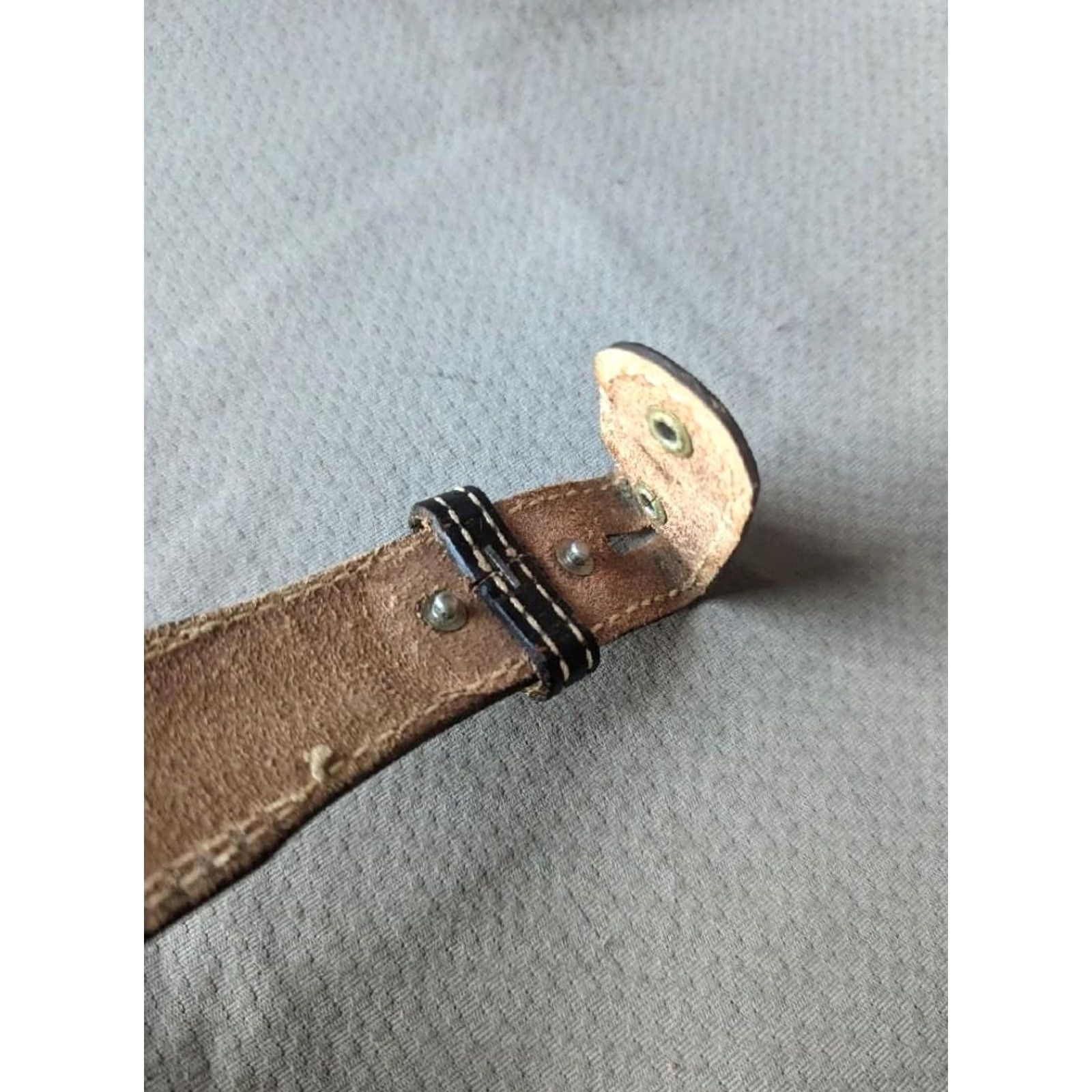Vintage VINTAGE WESTERN belt Dona Allen leather COWHIDE 42 black Acorns handcrafter Buckle USA Mens Belt Size 42 - 6 Thumbnail