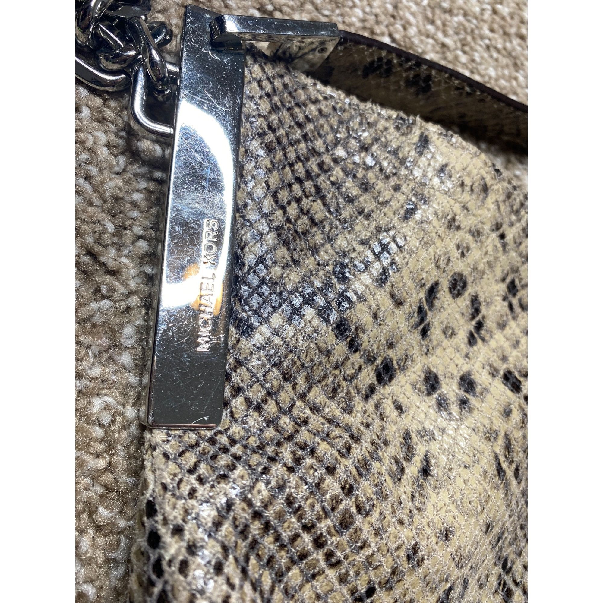 Michael Kors MICHAEL KORS WOMEN'S BLACK & TAN PYTHON HOBO CROSSBODY BAG Size ONE SIZE - 4 Thumbnail