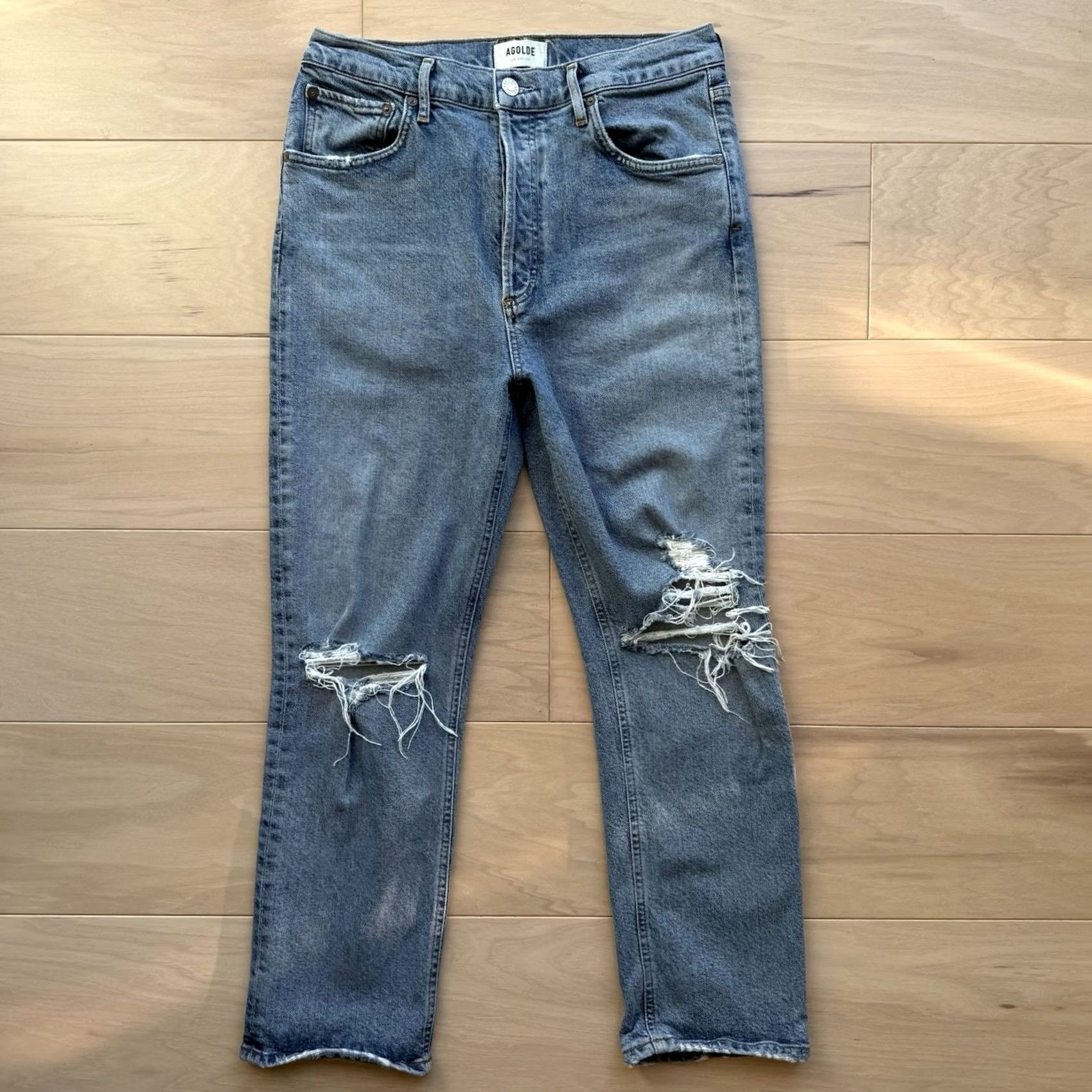 Agolde AGOLDE Riley Crop Jeans Women's 29 Blue High Rise Jeans Crop 5-Pocket Denim Vintage No Size 29" - 2 Thumbnail