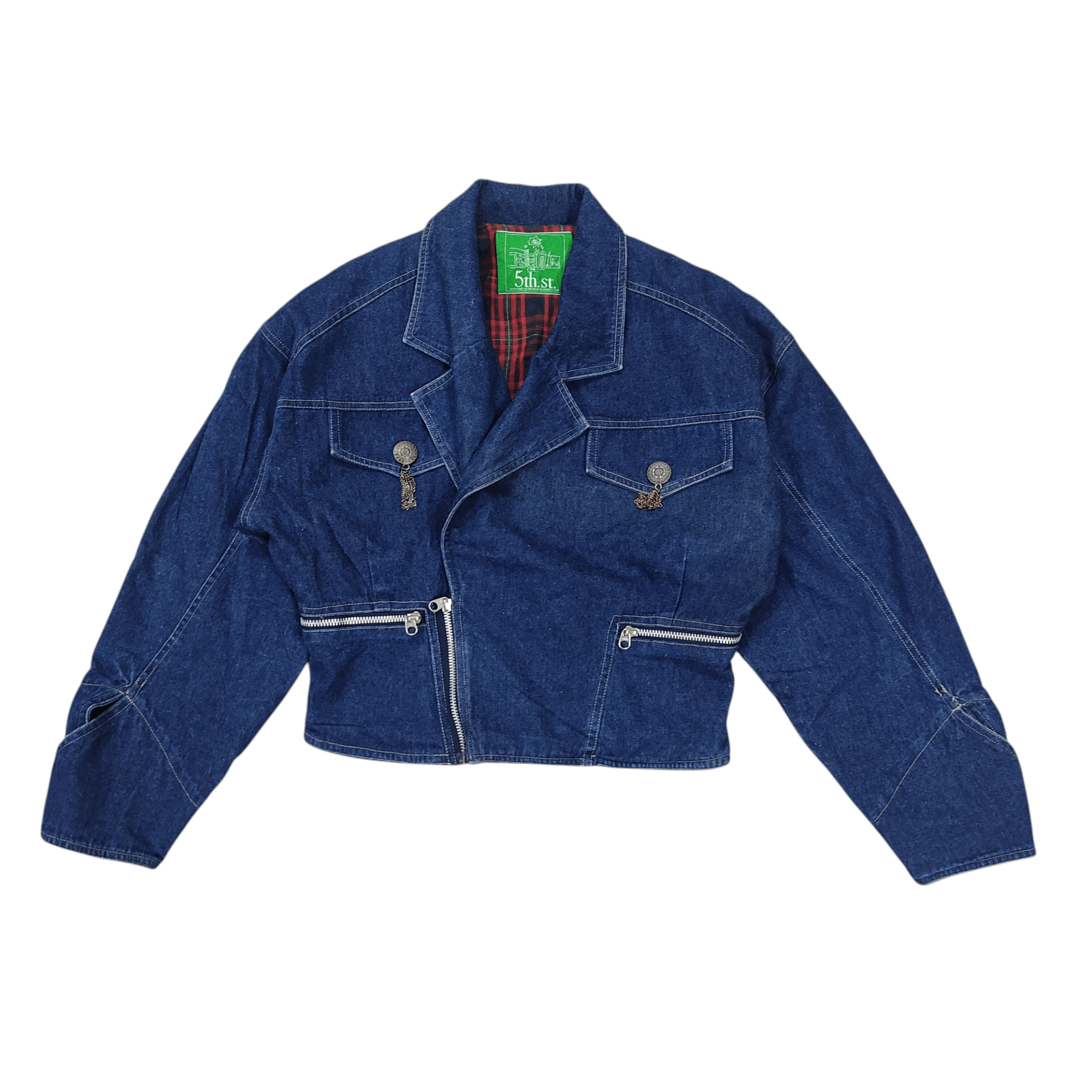 Vintage Issey Miyake Inspired 5th.St Double Collar Denim Jacket Size M / US 6-8 / IT 42-44 - 5 Thumbnail