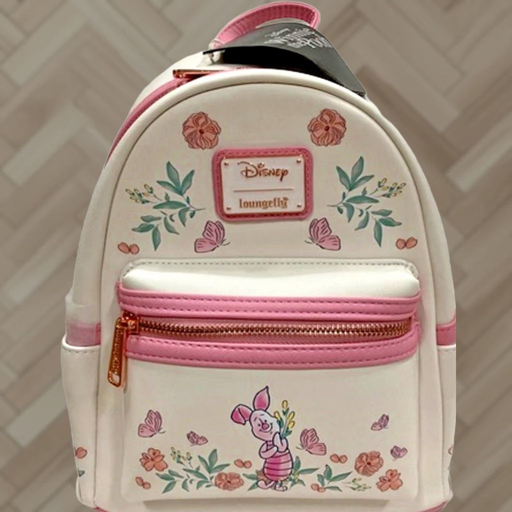Vintage Loungefly Piglet Mini Backpack Floral Print Pink Bag Size ONE SIZE - 1 Thumbnail