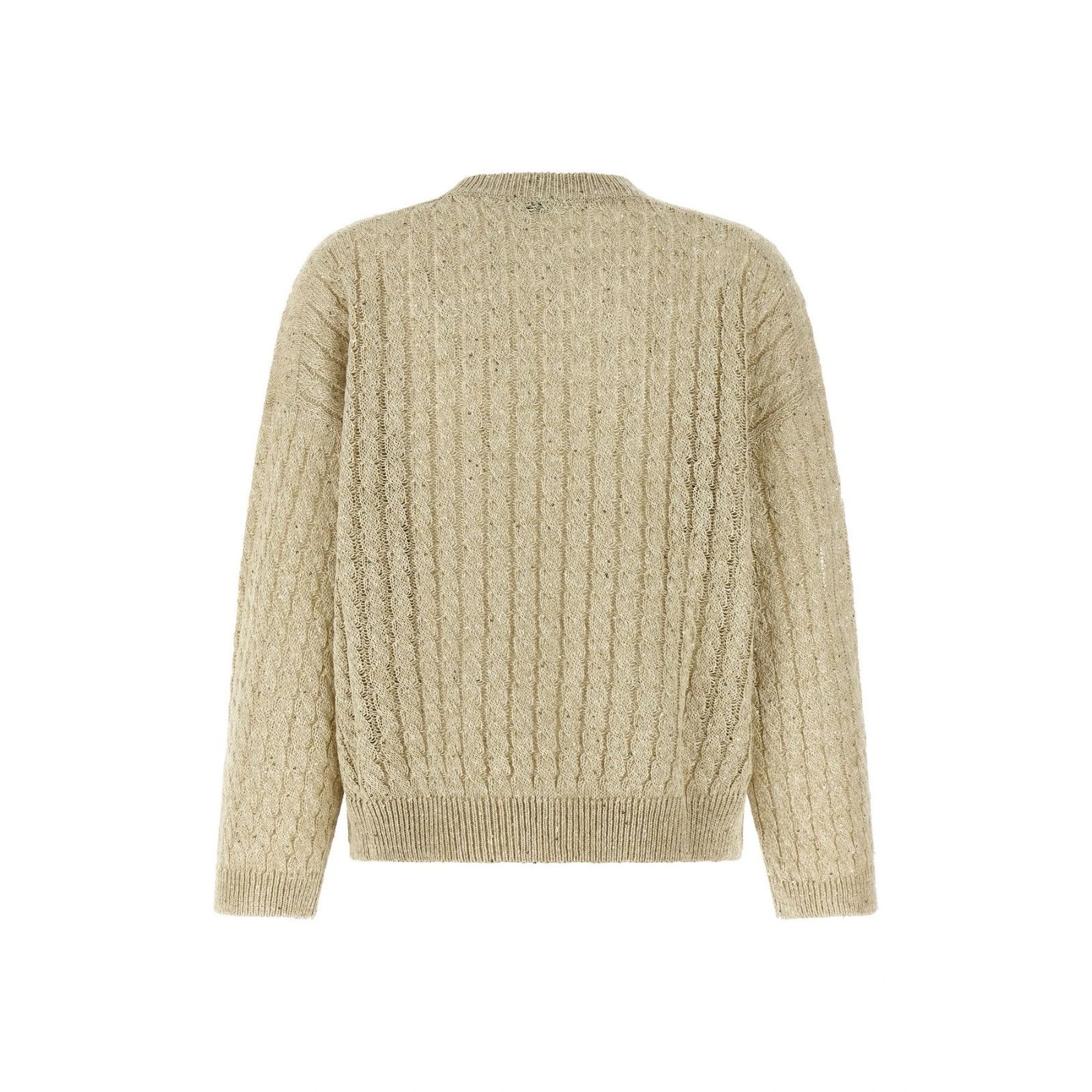 Brunello Cucinelli BRUNELLO CUCINELLI Dazzling Cable Beige Linen Blend Sweater Size M / US 6-8 / IT 42-44 - 2 Thumbnail