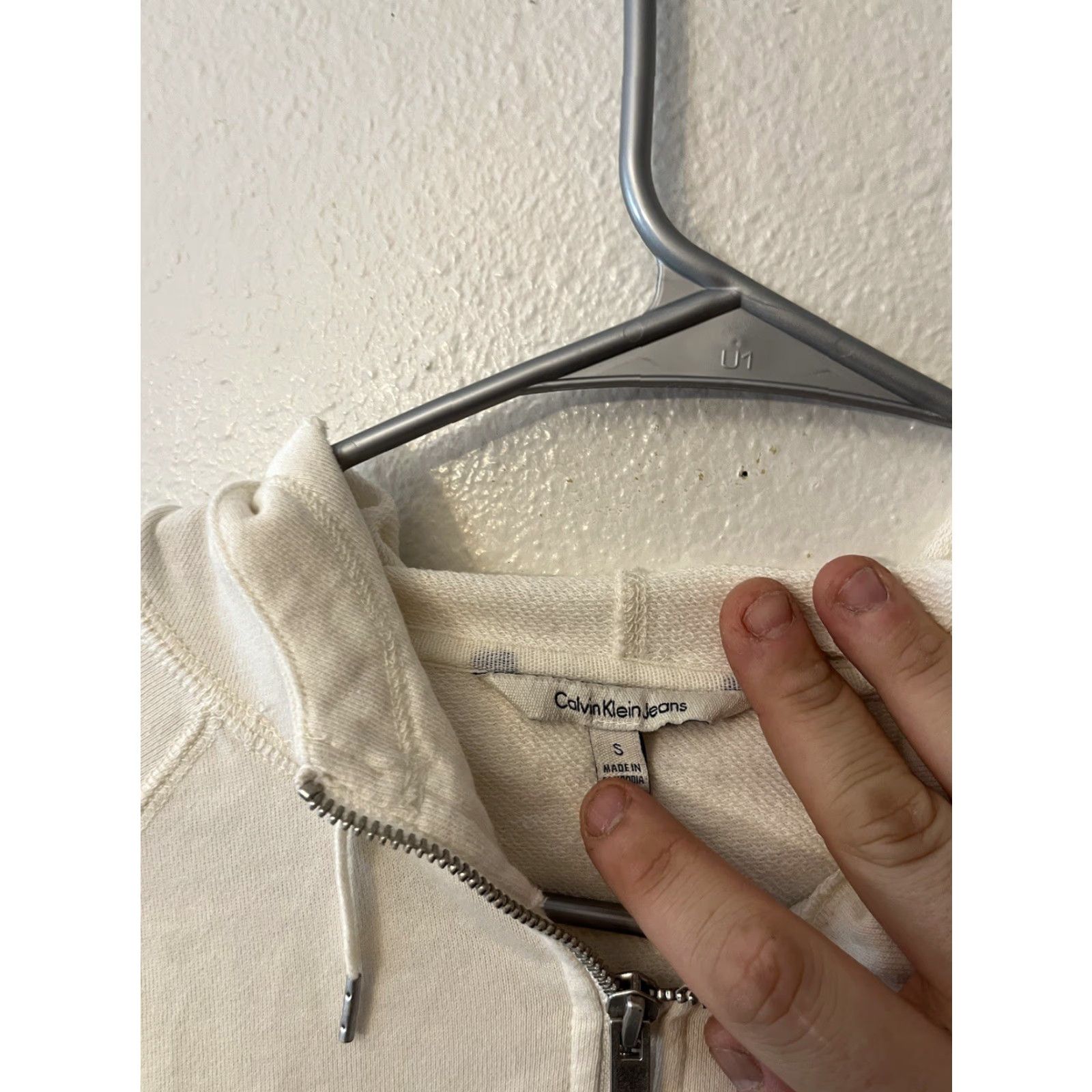 Calvin Klein Calvin Klein Jeans White Hoodie Full Zip Sweatshirt Size S Mens Cotton Logo Crew Neck Hooded Regular Style Full Zip Knit Size US S / EU 44-46 / 1 - 2 Thumbnail