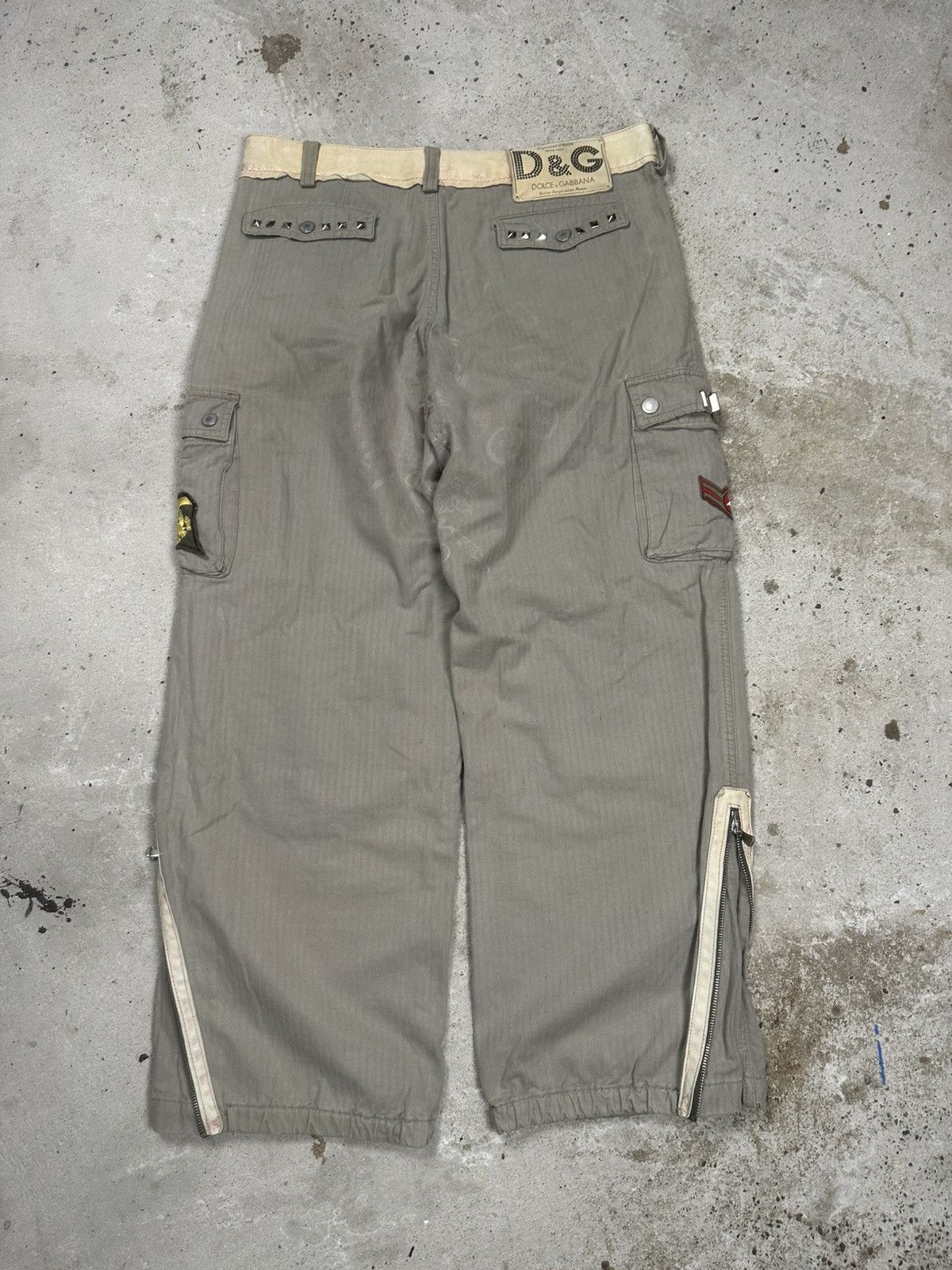 Dolce & Gabbana 2003 Dolce & Gabbana Baggy Loose Cargo Pants Studs Patched Size US 34 / EU 50 - 2 Thumbnail