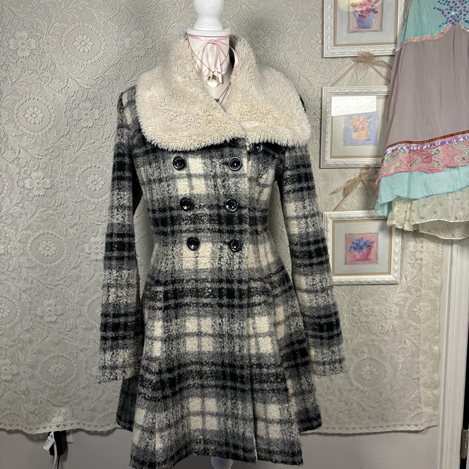 Guess vintage fur plaid grunge guess jacket Size L / US 10 / IT 46 - 2 Thumbnail