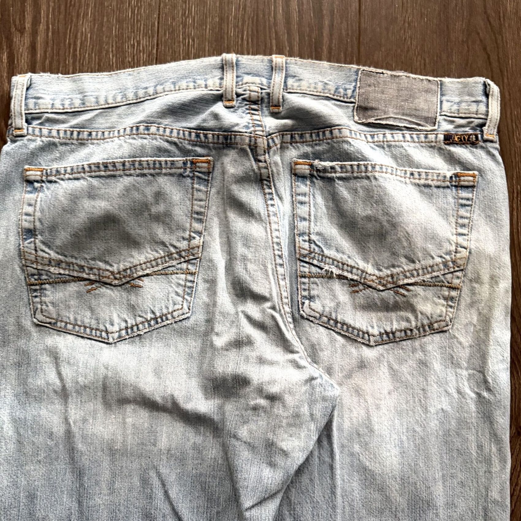 Lucky Brand VINTAGE Lucky Brand Dungarees Jeans Wide-Leg 34x31 Blue Distressed USA Mens Size US 34 / EU 50 - 3 Thumbnail