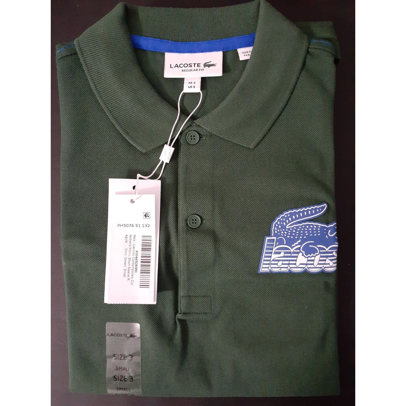 Lacoste Lacoste Mens Contemporary Regular Fit Graphic Polo Green S Size US S / EU 44-46 / 1 - 2 Thumbnail
