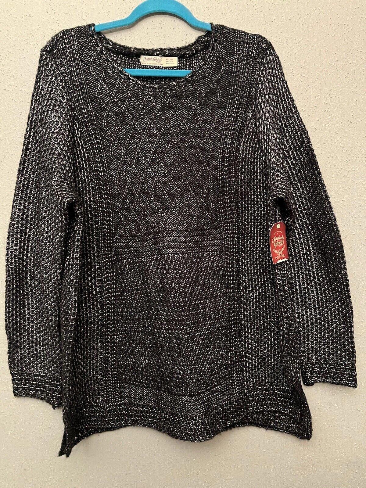 Faded Glory FADED GLORY Black Silver Sparkle Pullover LS Sweater XXL Size 3XL / US 20-22 - 1 Thumbnail