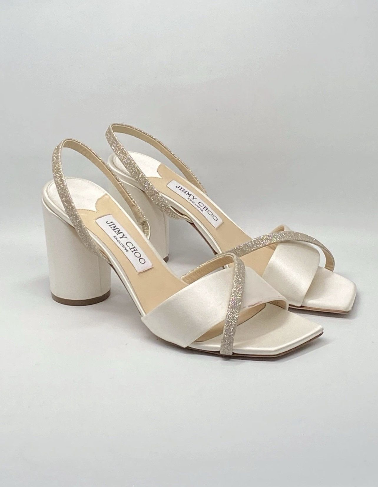 Jimmy Choo Jimmy Choo Plum Satin & Glitter Slingback Sandals size 39 Size US 9 / IT 39 - 3 Thumbnail