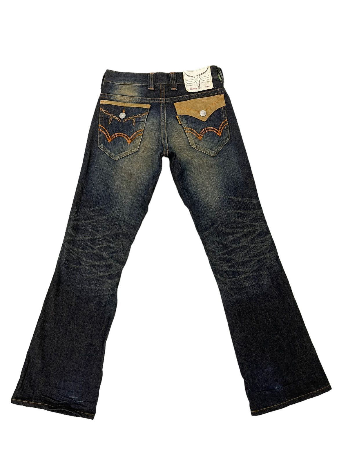 Japanese Brand Flare Jeans Edwin Japan Distress Boot Cut 7🟦3 Size US 31 - 11 Thumbnail