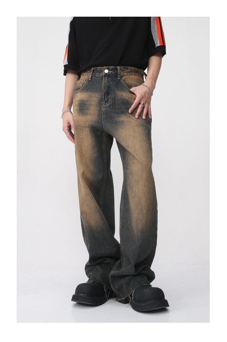 Vintage Japanese retro vibe straight leg distressed frayed jeans Size US 32 / EU 48 - 1 Thumbnail