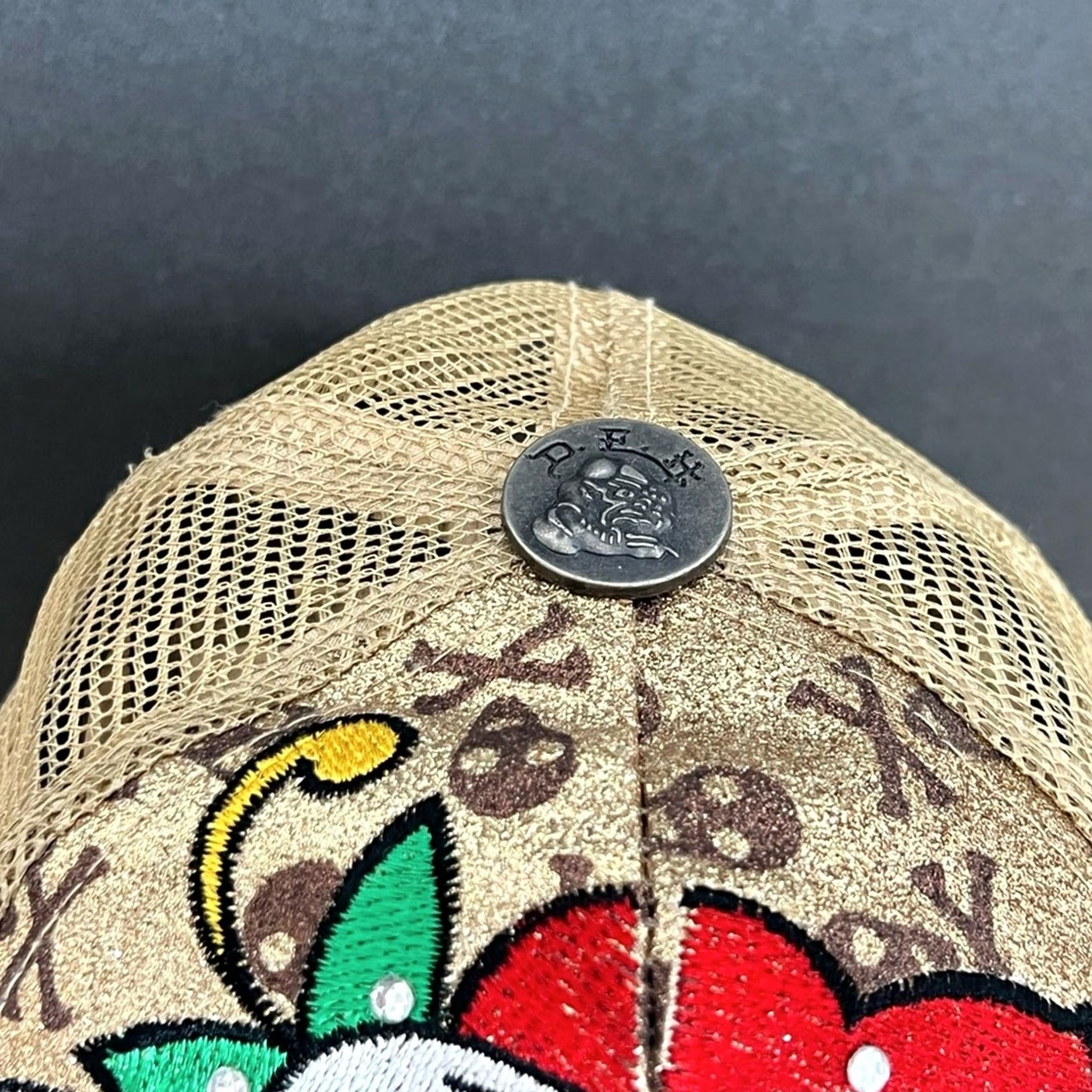Ed Hardy Ed Hardy Denim Hat Skull & Heart Love Kills Slowly Gold Metallic Snapback RARE Size ONE SIZE - 4 Thumbnail
