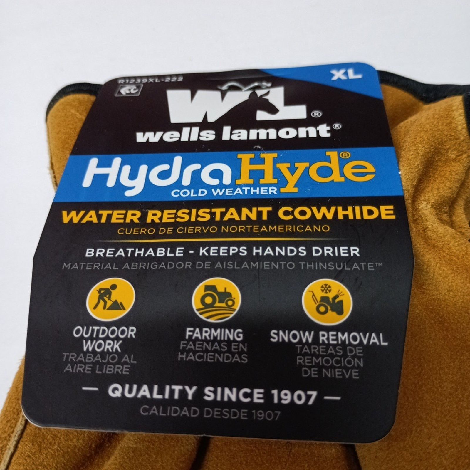 Other Wells Lamont XL Hydra Hyde Cowhide Leather Breathable Gloves Size ONE SIZE - 2 Thumbnail