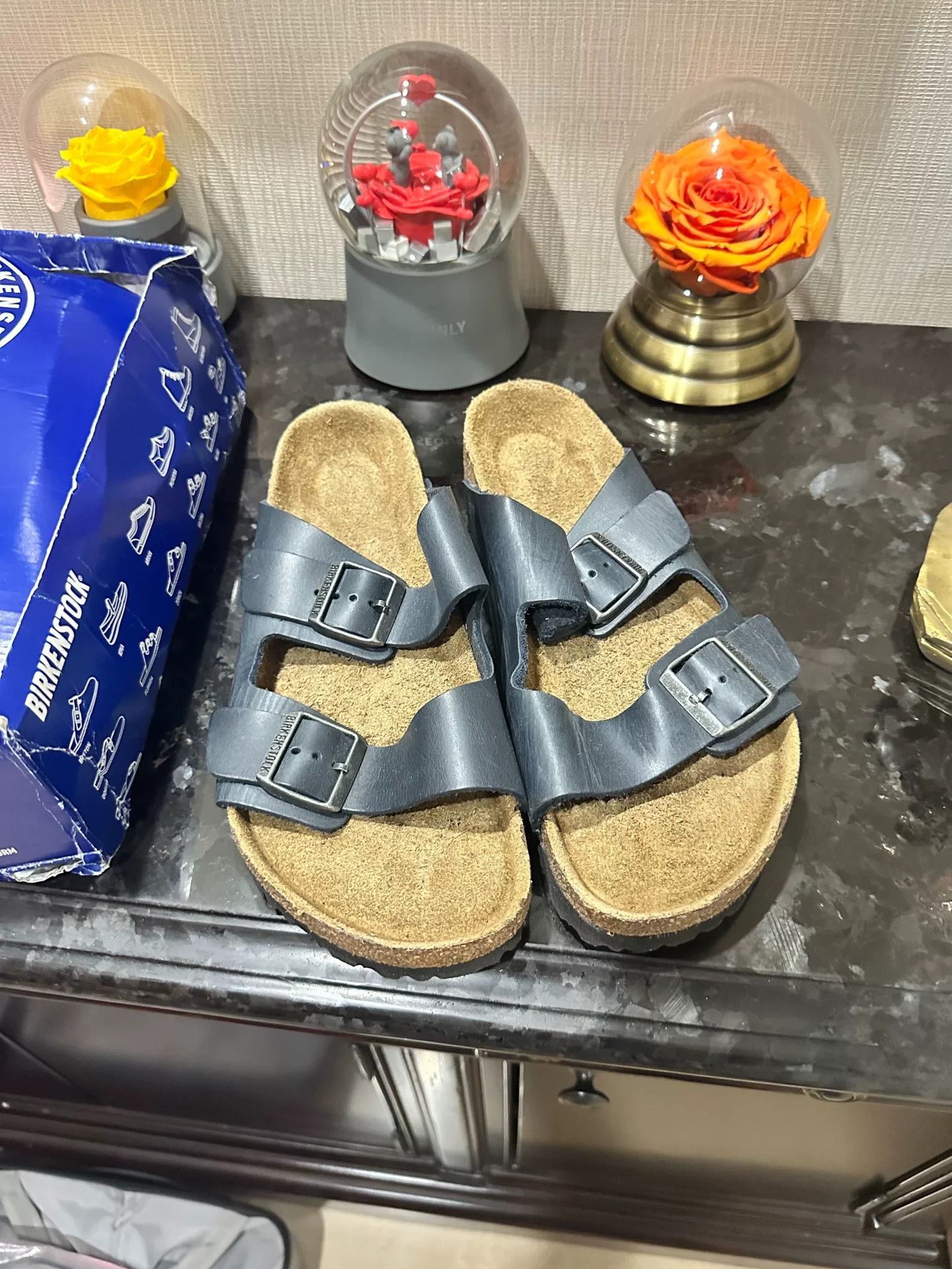 Birkenstock Birkenstock Calf Leather Unisex Blue Slide Sandals Size US 10 / EU 43 - 1 Thumbnail