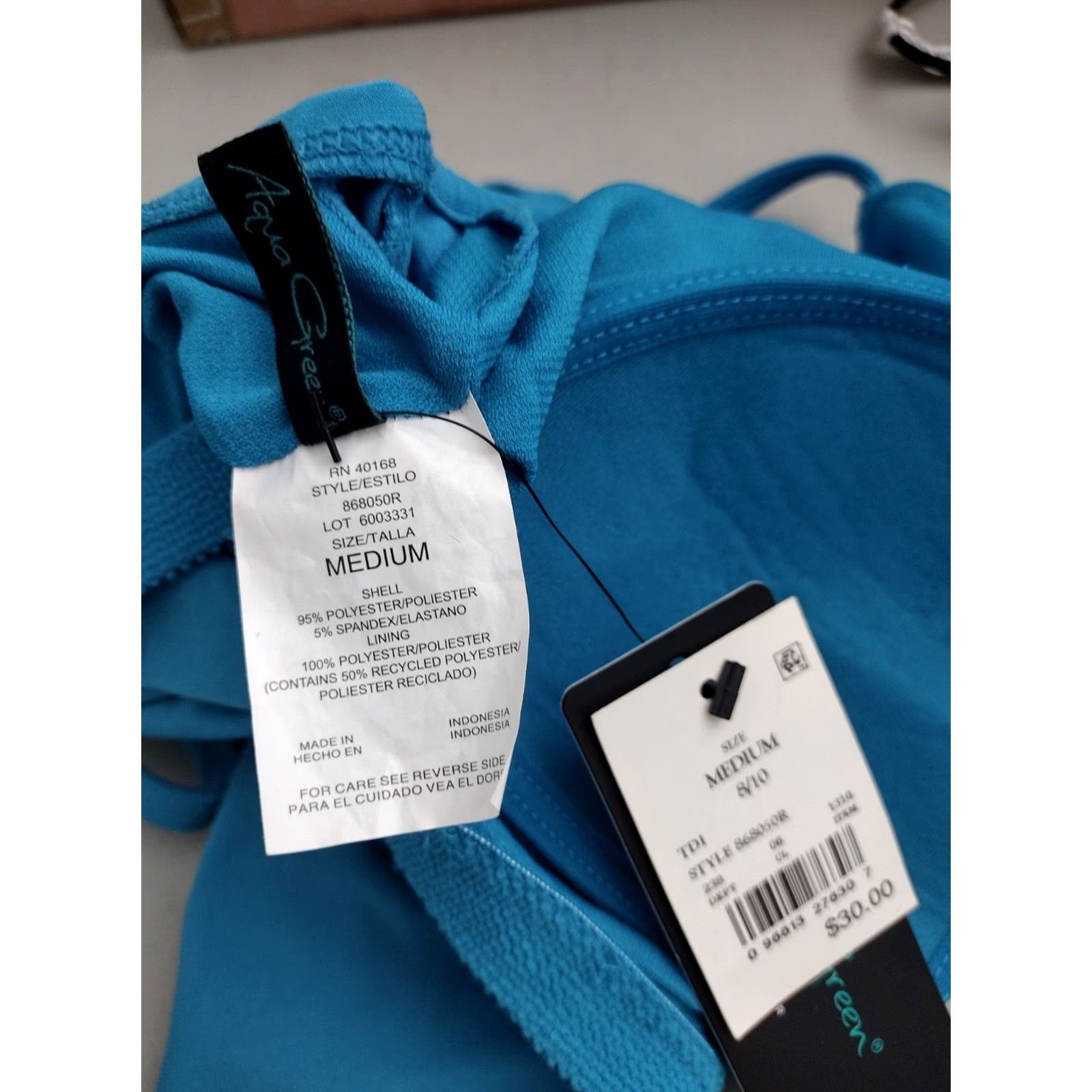 AQUA Aqua Green Women's Tankini Top Blue Size M Spaghetti Strap Tiered Tankini Top (Tank) Size M / US 6-8 / IT 42-44 - 6 Thumbnail