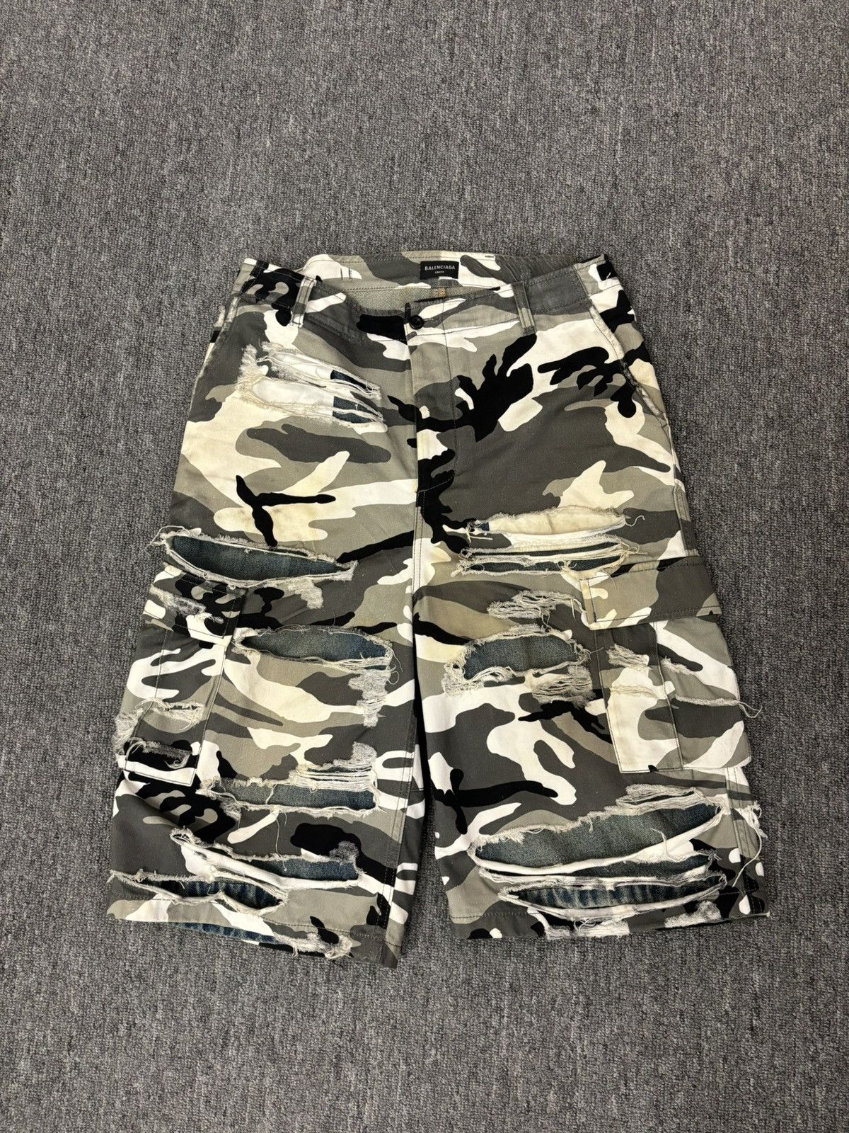 Balenciaga Balenciaga camo double layer denim shorts | Grailed