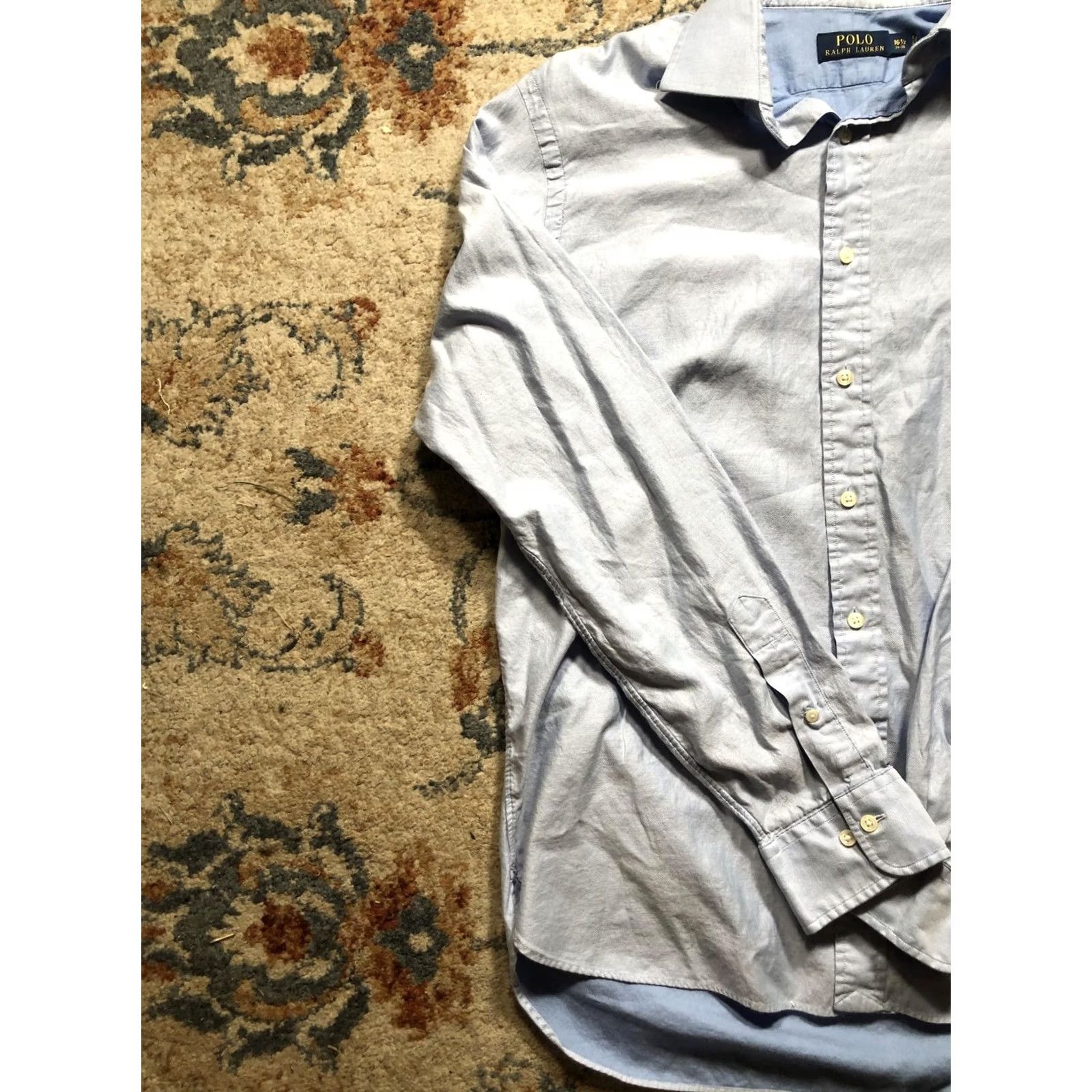 Polo Ralph Lauren VINTAGE Polo Ralph Lauren Shirt Mens 16.5 34/35 Light Blue Long Sleeve Button Down Pony Size US XL / EU 56 / 4 - 3 Thumbnail