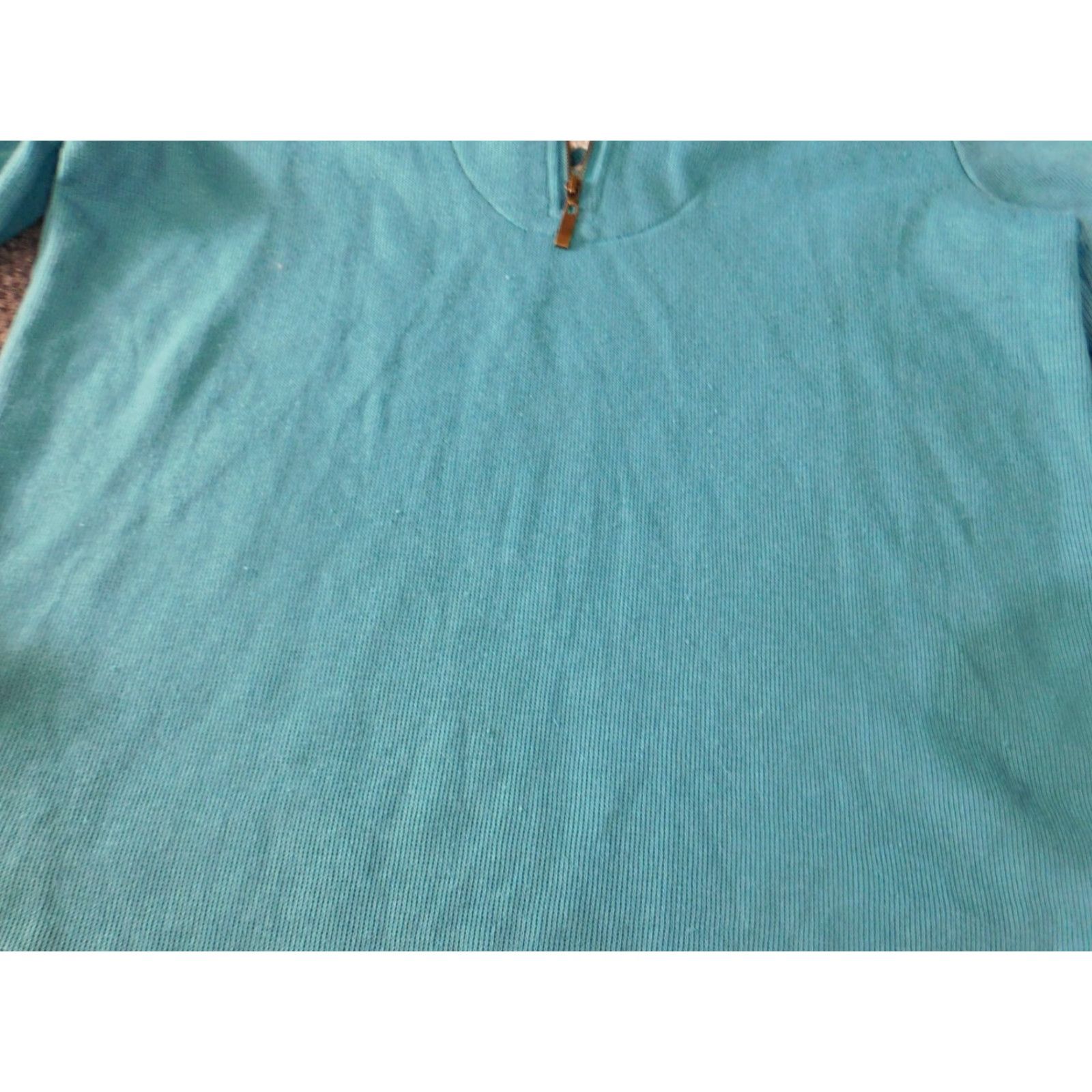 Vintage Rebecca Malone Womens Top Small Blue Stretch Zip Blouse pullover lined collar Size S / US 4 / IT 40 - 5 Thumbnail