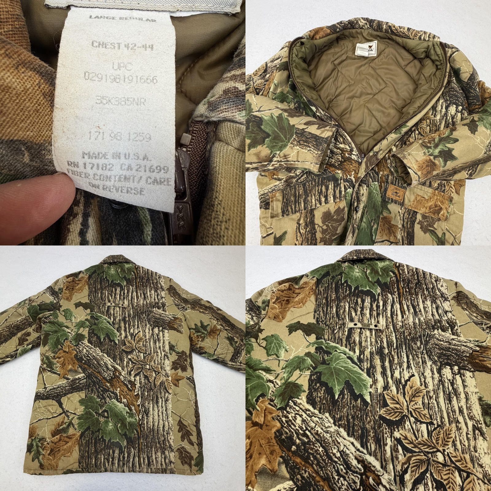 Realtree VINTAGE Duxbak Jacket Mens Large Brown Realtree Camo Canvas Quilted Hunting USA Size US L / EU 52-54 / 3 - 8 Thumbnail
