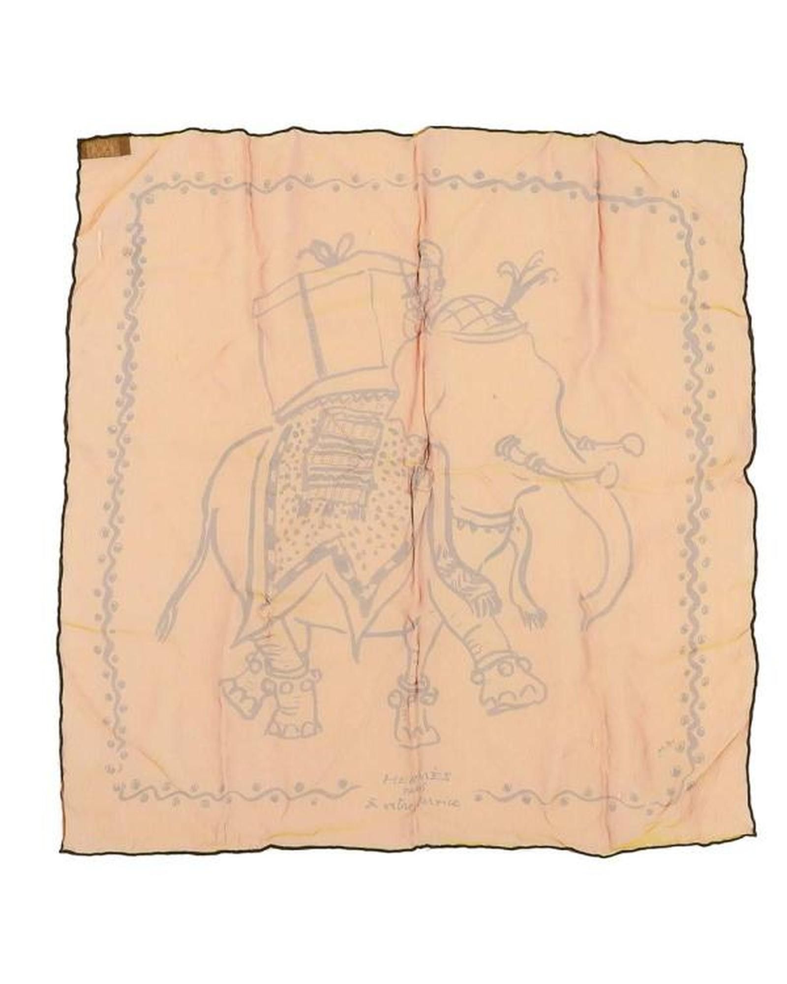 image of Hermes Yellow Elephant Silk Scarf - A Condition, Women's